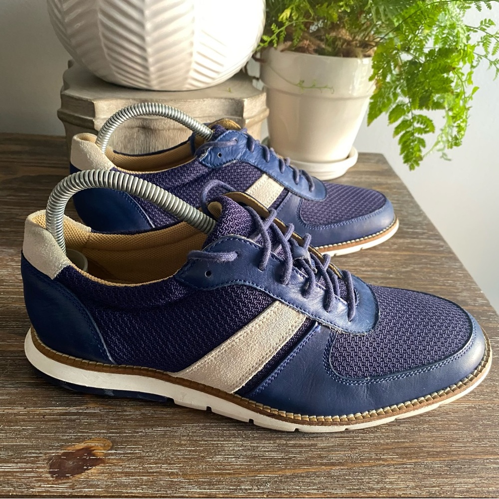 Cole Haan Grand OS Suede‎ Lace Up Fashion Sneakers Shoes Mens 7 Navy White Tan